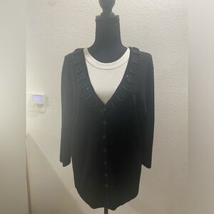 LouLou Beaded‎ Cardigan Black Size 3X